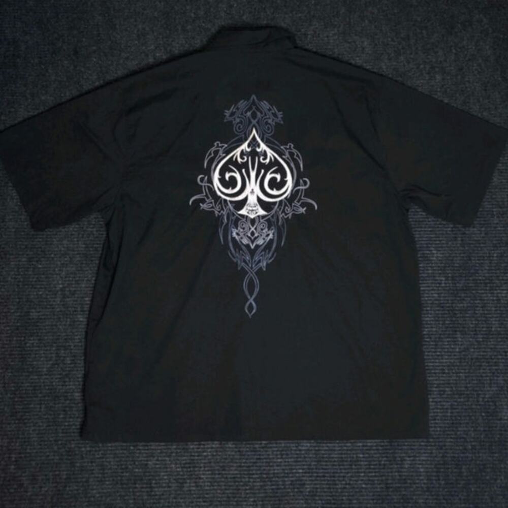 Hard Chrome Gear Men's 2XL Black Short Sleeve Shirt Ace of Spades Biker Style